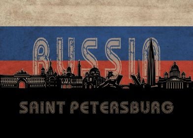 st petersburg skyline flag