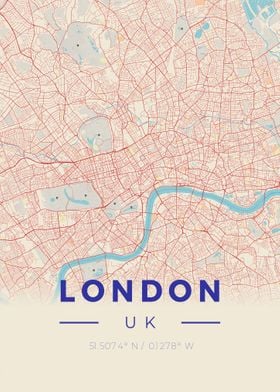 London Vintage Map Style
