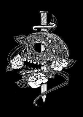 Skull Death Roses