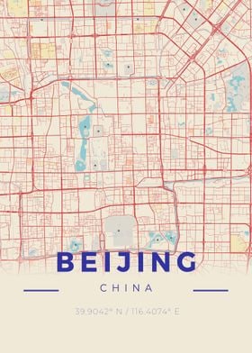 Beijing Vintage Map Style