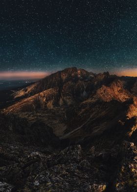 Mountains with stars