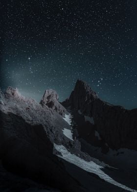 Mountains with stars