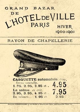 CASQUETTE AUTOMOBILE 1900