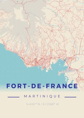Fort de France Vintage Map