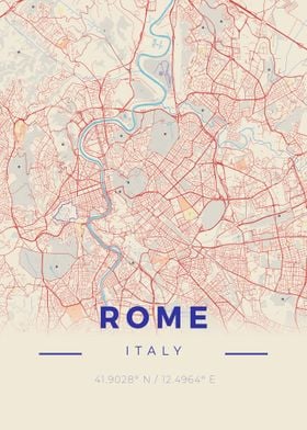 Rome Vintage Map Style