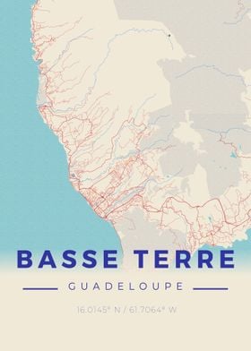 Basse Terre Vintage Map 