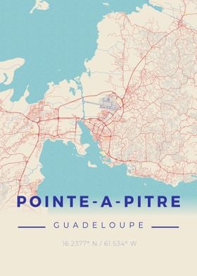 Pointe a Pitre Vintage Map