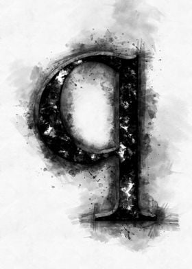 q letter watercolor