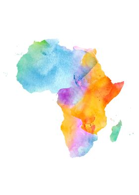 Watercolor Africa Map