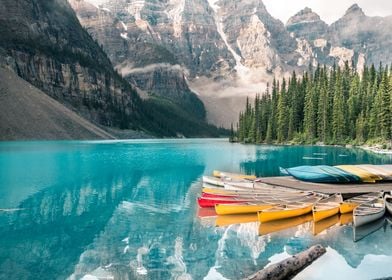 Braies lake with beautiful