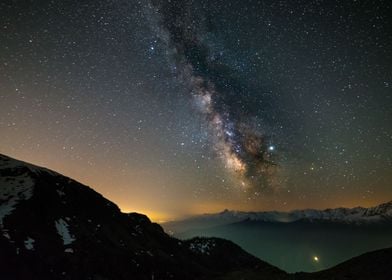 Milky way on mountain alps