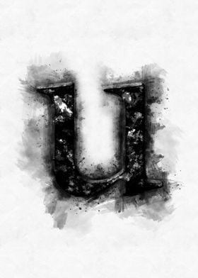 u letter watercolor