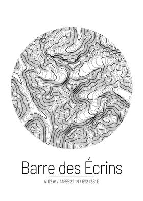 Barre des Ecrins Topo Map