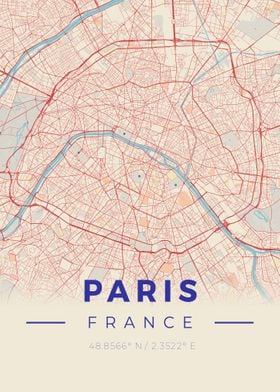 Paris Vintage Map Style