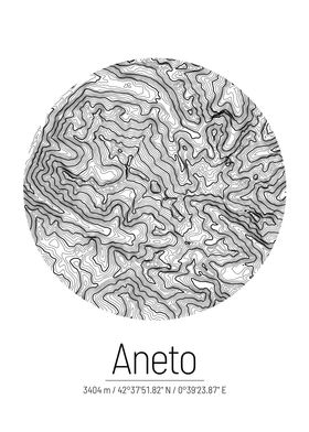 Aneto Topographic Map