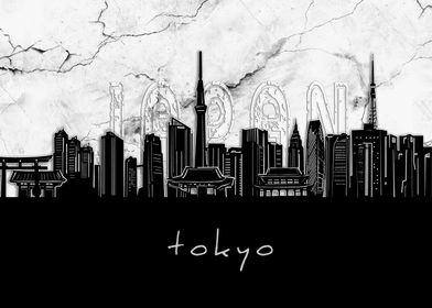 tokyo skyline marble