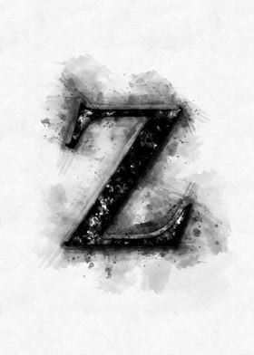 z small letter watercolor