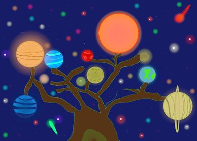 Universe  Tree And Planets