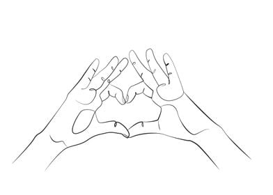 hands heart sign line art