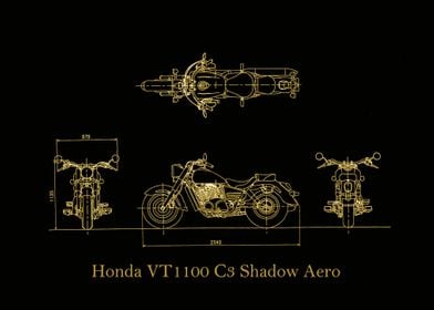 Honda VT1100 3 Shadow gold