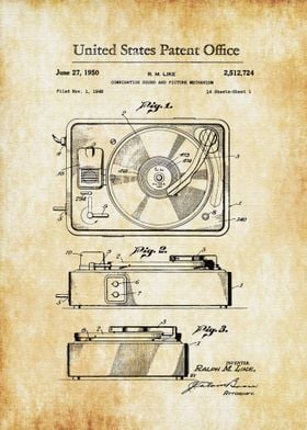 Record Player Patent 1950