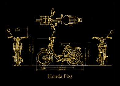 Honda P50 Blueprint gold