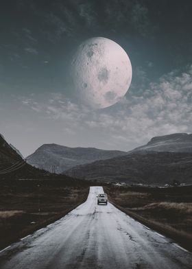 moon and hills