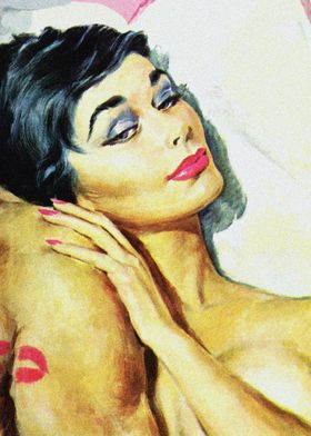 In bed with lover pulp art