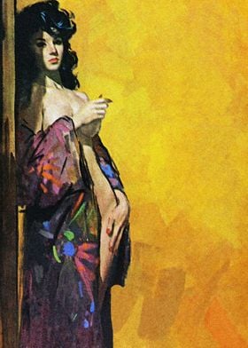 Girl in Nightgown Pulp Art