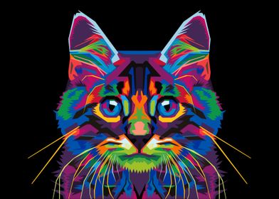 cat on wpap pop art