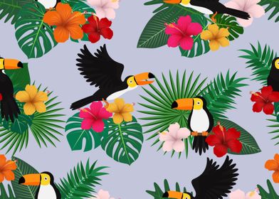 Tropical floral with bird