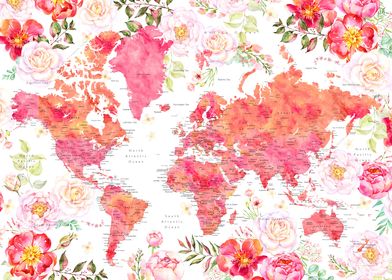 Tatiana floral world map