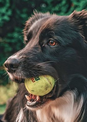 Border collie with ball 