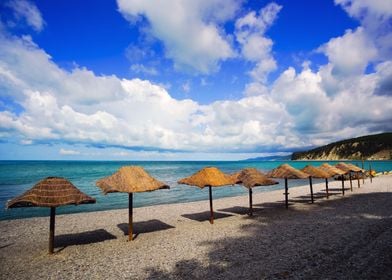 Beach umbrellas on   beach