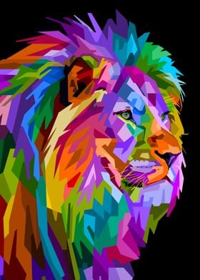 colorful lion head