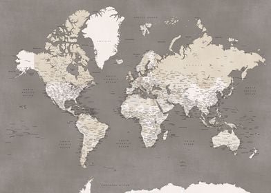 Earth tones world map