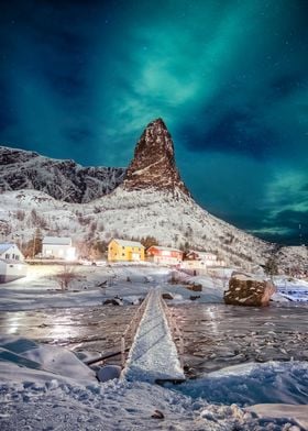 Northern lights over mount