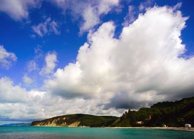 White clouds over the sea