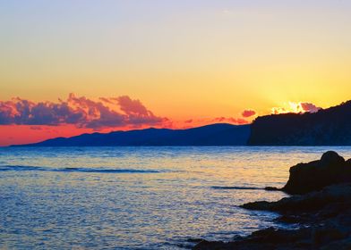 Evening sunset on the sea