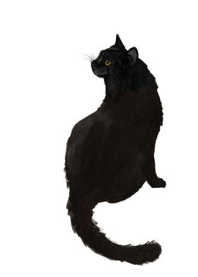 Black Lucky Cat Poster