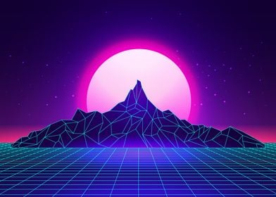 Vaporwave Retro Mountain