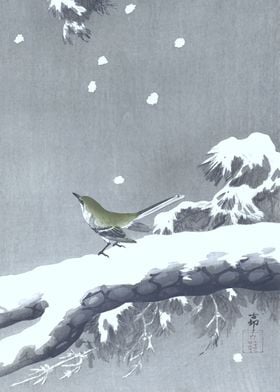 Little Bird in Snow Print 