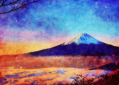 Watercolor Landscape Fuji