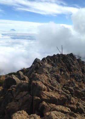 Mountain ledge with fog