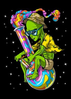 Alien Stoner Weed Bong Hit' Poster by Psychonautica | Displate