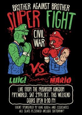 Luigi Mario Brother Boxing