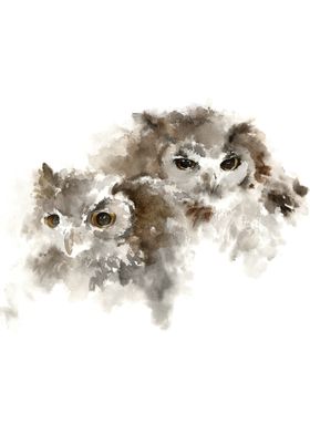 Owl watercolor abstract 