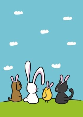 Easter cute animal friends