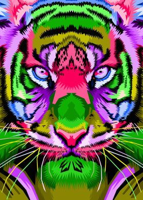 colorful tiger faces in po