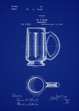 Beer Mug Patent Blueprint